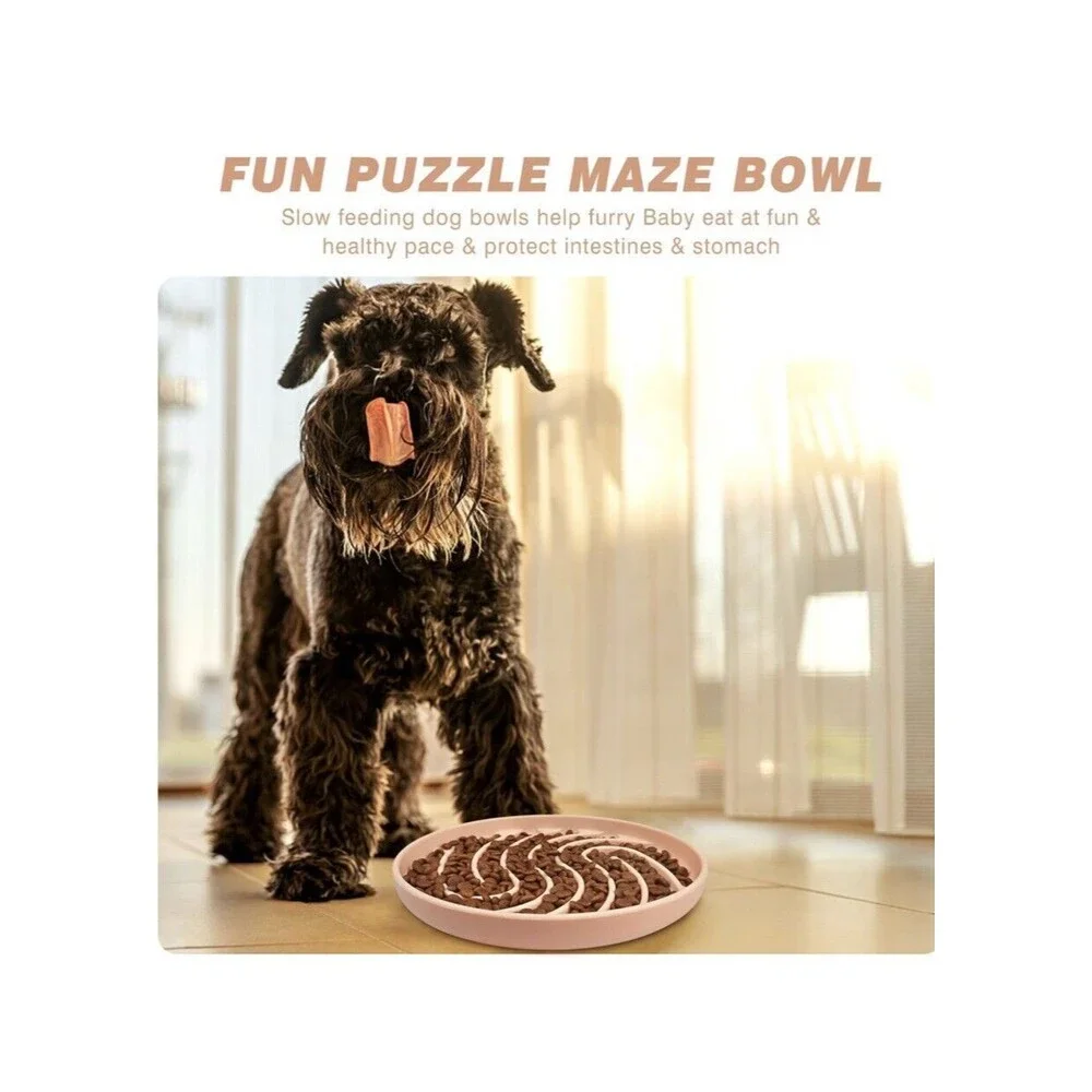 Silicone Slow Feeding Dog Bowl Slows Down Eating with Strong Suction Cups. NEW!!